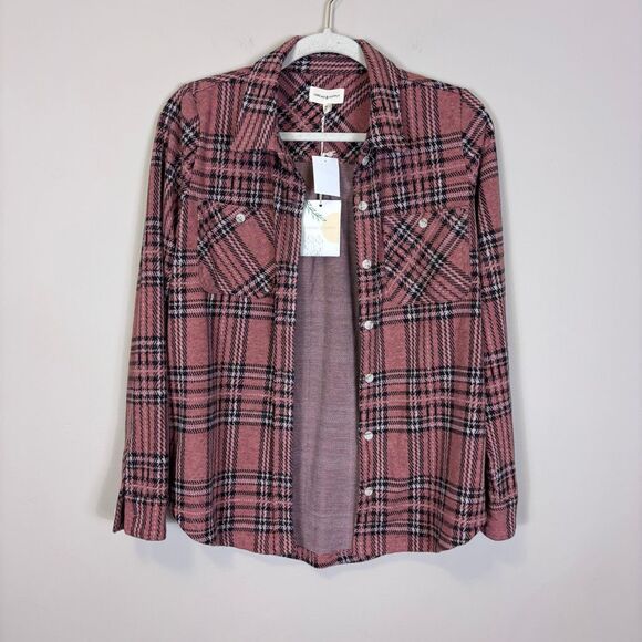 New Thread & Supply Pink Plaid Collared Button Down Flannel Shirt XS - Picture 1 of 6